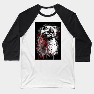 Scottish Fold Cat Portrait Baseball T-Shirt